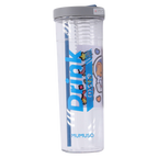 Kunststoff-Wasserflasche mit faltbarem Strohhalm und Infuser, 700 ml (Blau)