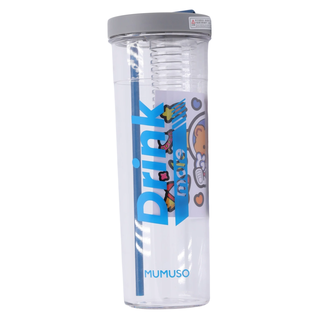 Kunststoff-Wasserflasche mit faltbarem Strohhalm und Infuser, 700 ml (Blau)
