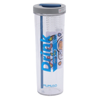 Kunststoff-Wasserflasche mit faltbarem Strohhalm und Infuser, 700 ml (Blau)