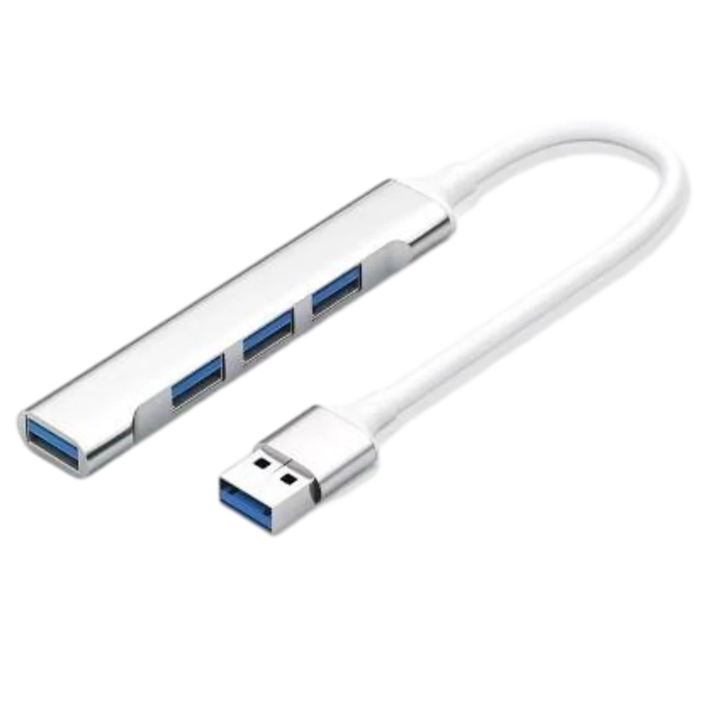 4-in-1 USB-A Dockingstation mit Aluminiumgehäuse, USB 3.0, 4 Ports (Silber)