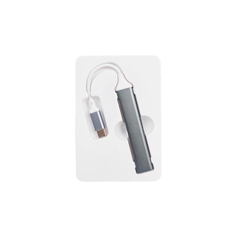 4-in-1 USB-C auf USB-A Dockingstation aus Aluminium, 4 Ports (Silber)