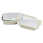 Rechteckige Glas-Frischhaltedose mit Clip-Deckel, 650 ml (Grün)