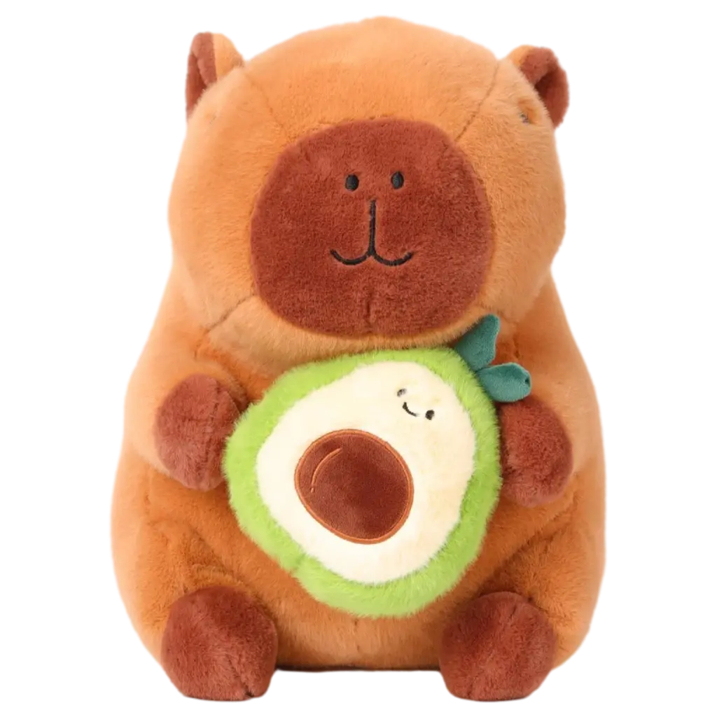 Kuscheltier Capybara mit Avocado zum Kuscheln (Braun/Grün)