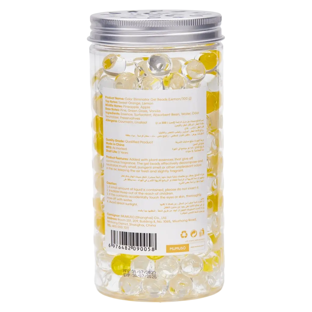 Geruchsneutralisator Gel-Perlen Zitronenduft, 300 g (Transparent)