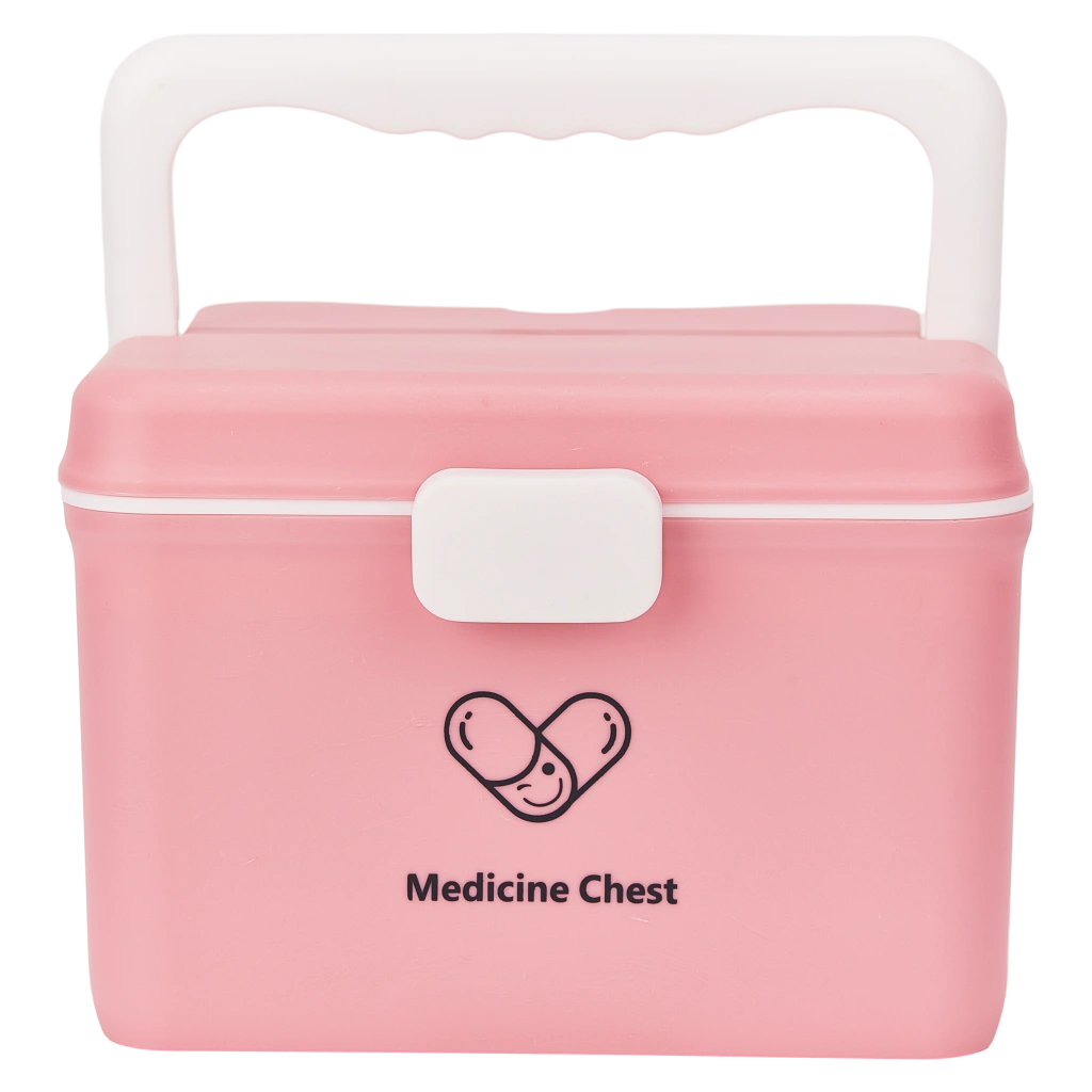 Doppelstöckige Medikamentenbox zur Aufbewahrung, zweilagig (Rosa)