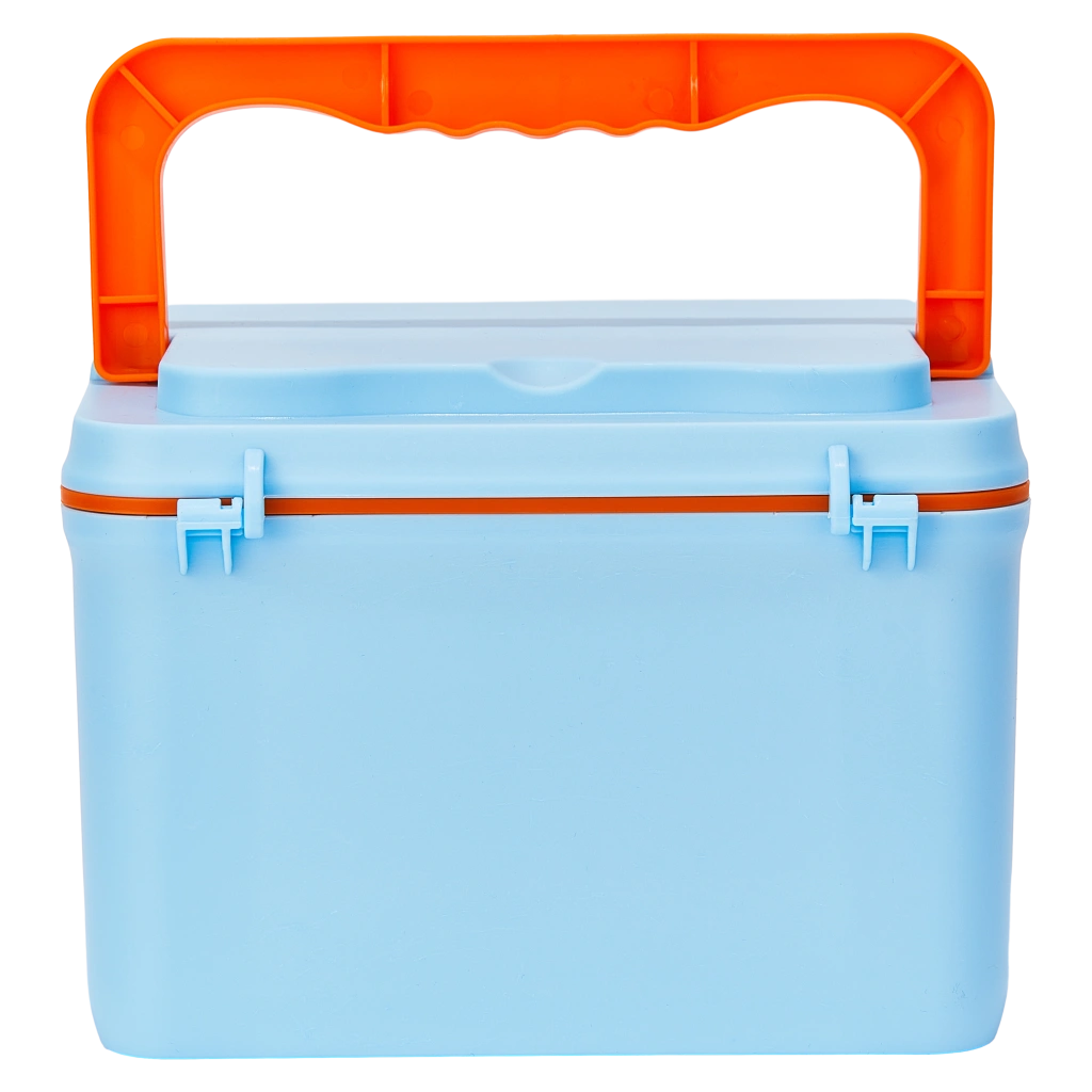 Doppelstöckige Aufbewahrungsbox für Medikamente mit Griff, kompakt (Blau/Orange)