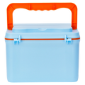 Doppelstöckige Aufbewahrungsbox für Medikamente mit Griff, kompakt (Blau/Orange)