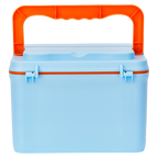 Doppelstöckige Aufbewahrungsbox für Medikamente mit Griff, kompakt (Blau/Orange)