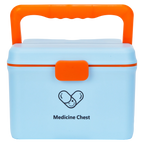Doppelstöckige Aufbewahrungsbox für Medikamente mit Griff, kompakt (Blau/Orange)