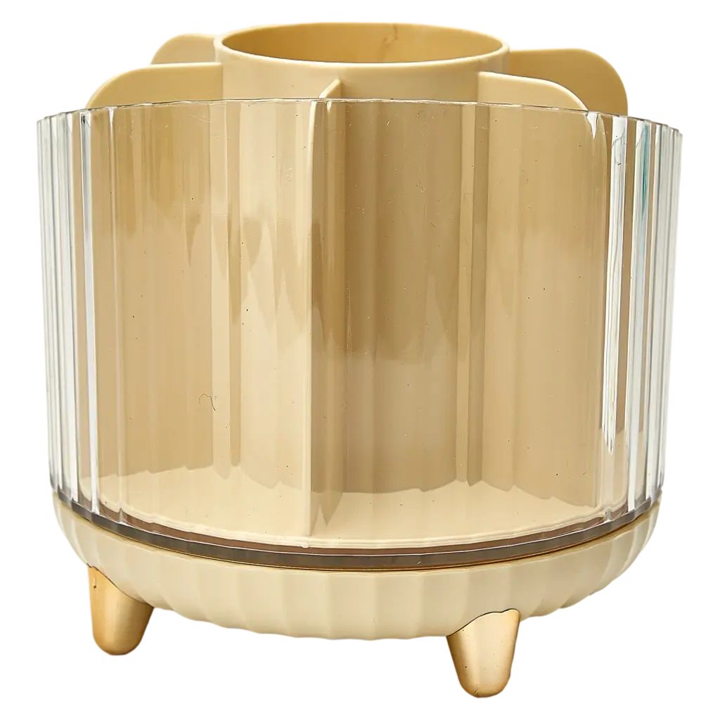 Drehbarer Make-up Organizer mit 7 Fächern für Kosmetik und Bürobedarf (Beige)