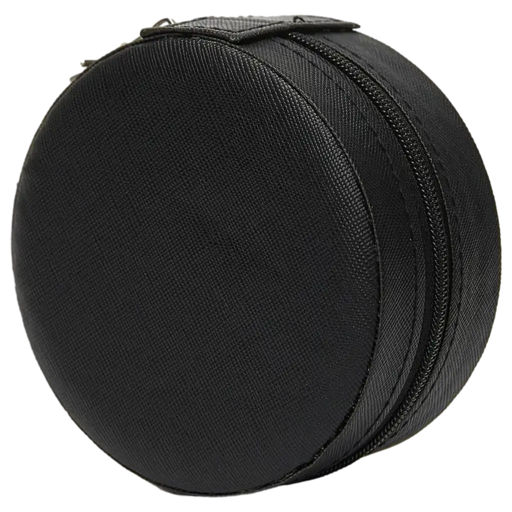 Schmuckbox aus Kunstleder rund, kompakt (Schwarz) – weitere Produktansicht