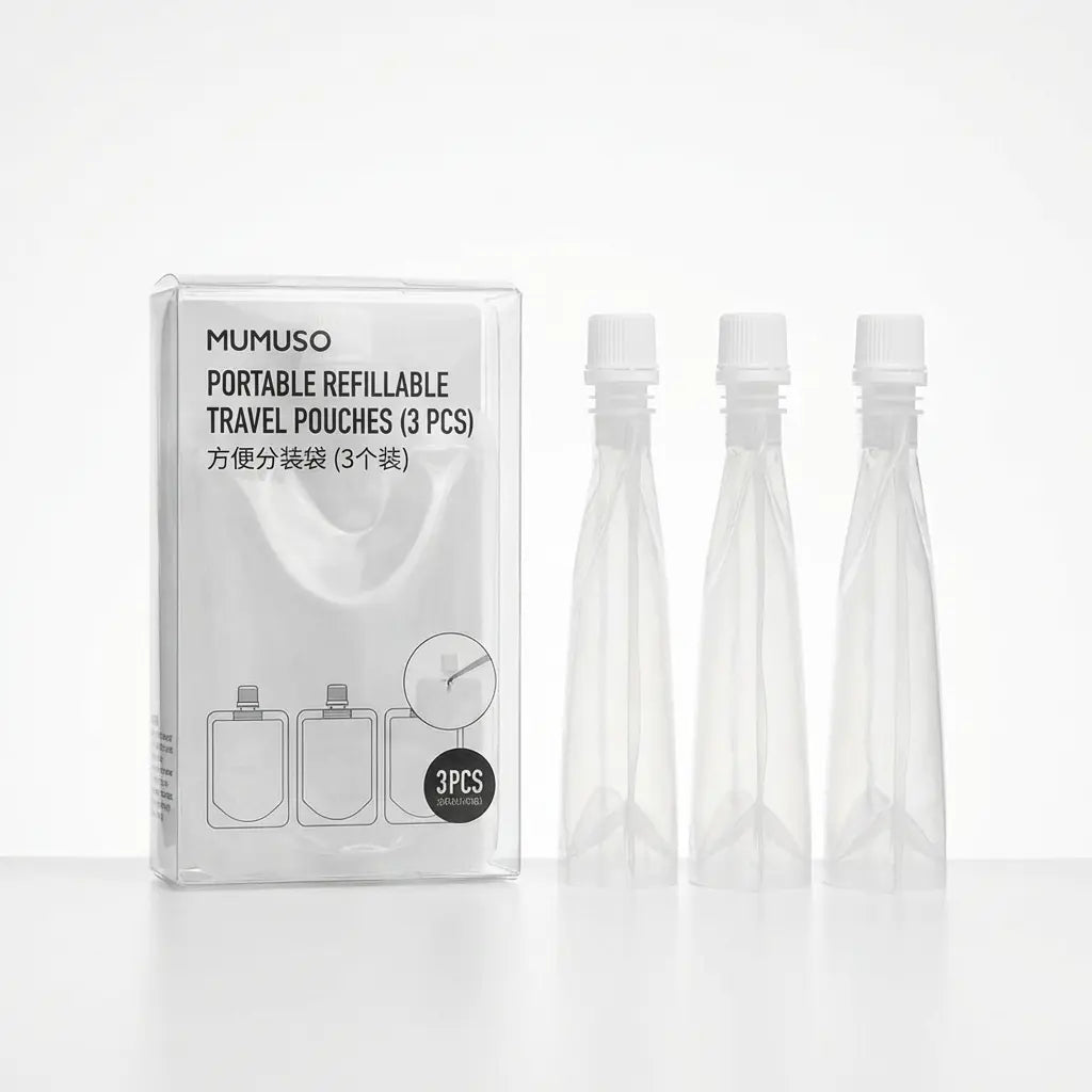 3-teiliges Reisebeutel-Set, wiederbefüllbar (Transparent)