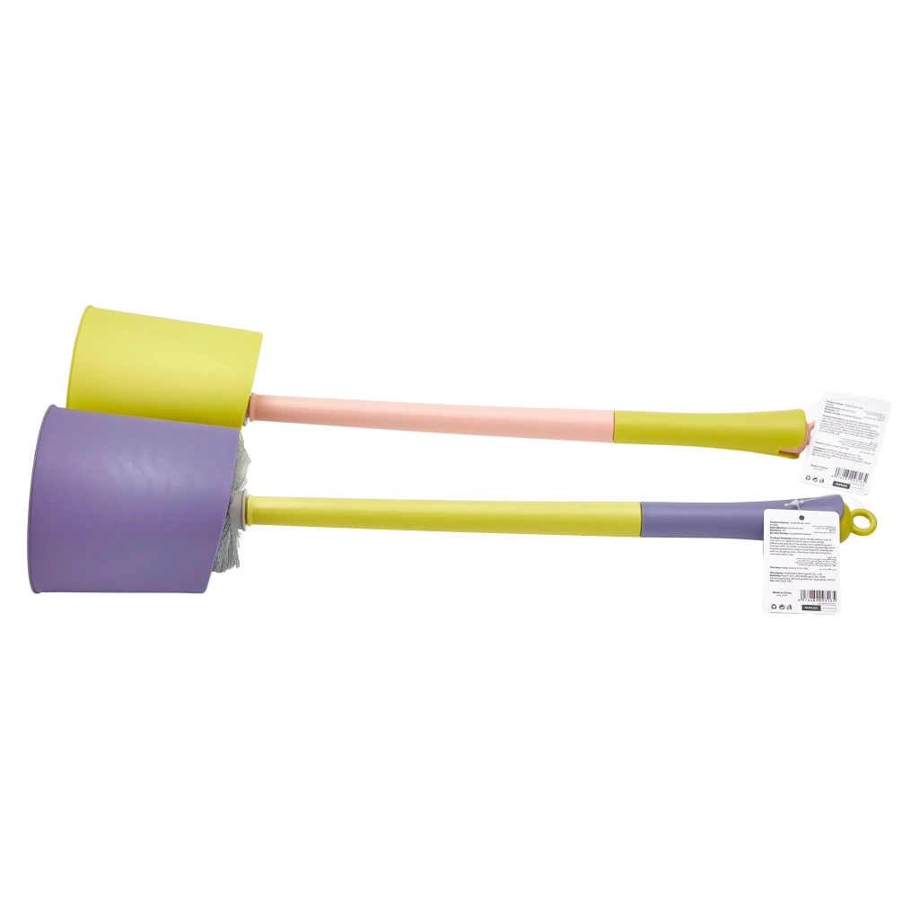 Toilettenbürste mit Halter aus Polypropylen für Badezimmerreinigung (Gelb/Lila)