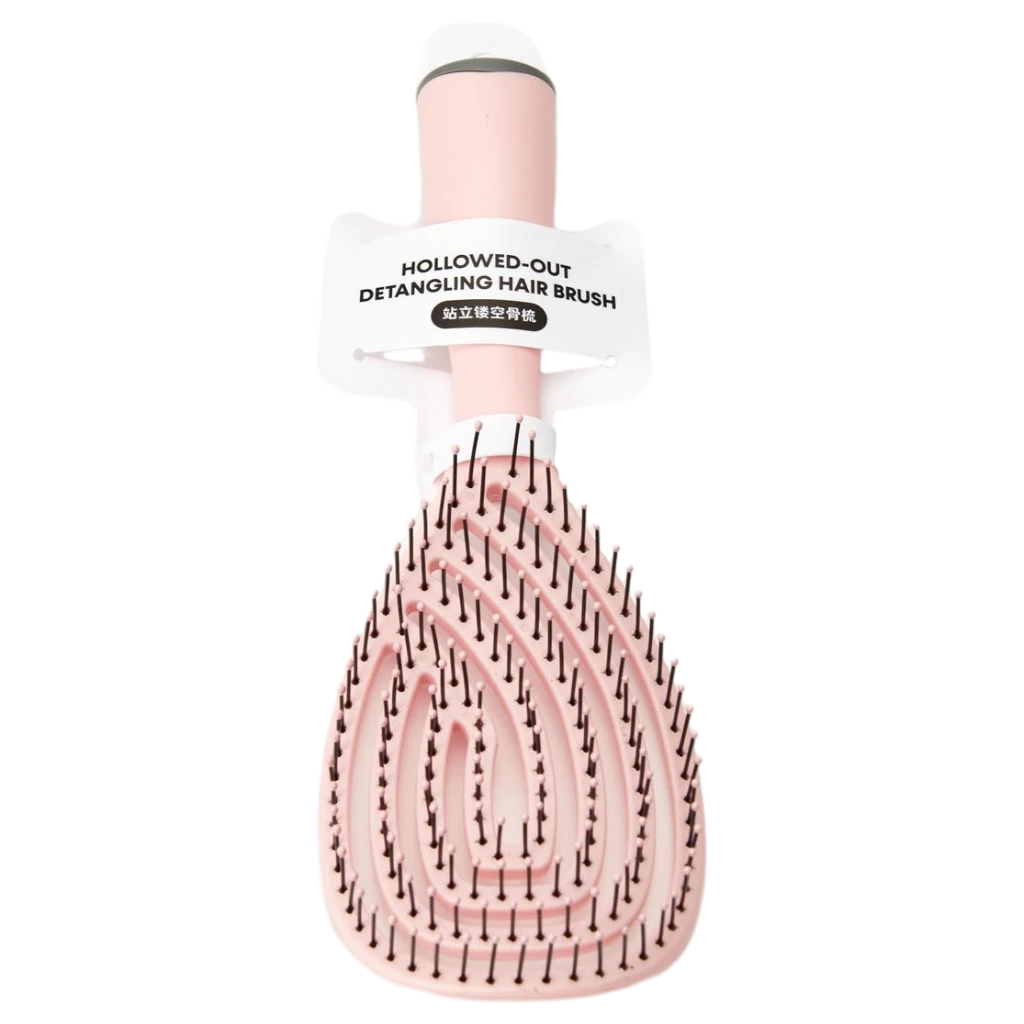 Hohlstruktur-Haarbürste aus Kunststoff zum Entwirren, ergonomisch (Rosa)