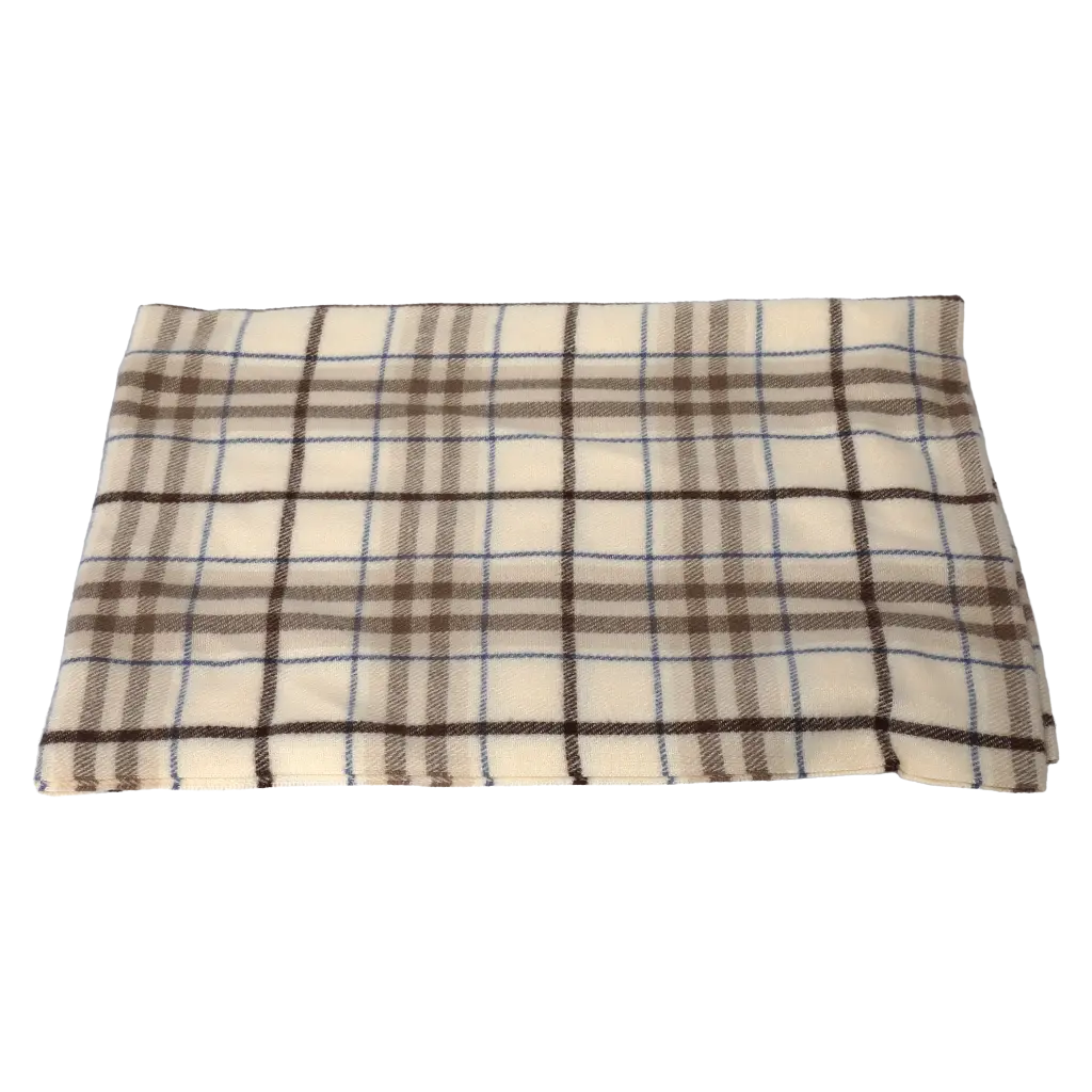 Kariertes Winterschal-Halstuch mit Fransen, klassisch (Beige/Braun)