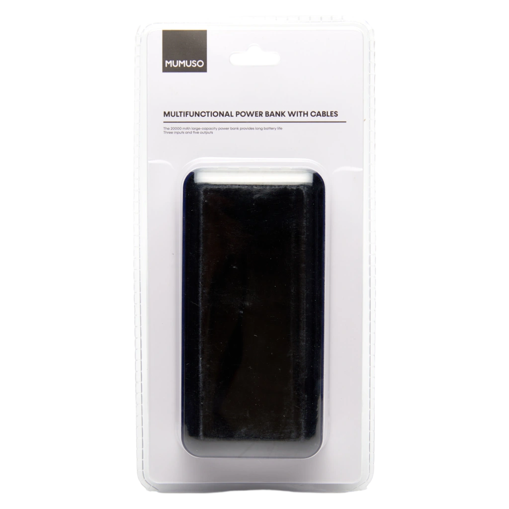 Powerbank aus ABS+PC, 20000 mAh mit integrierten Kabeln (Blau)