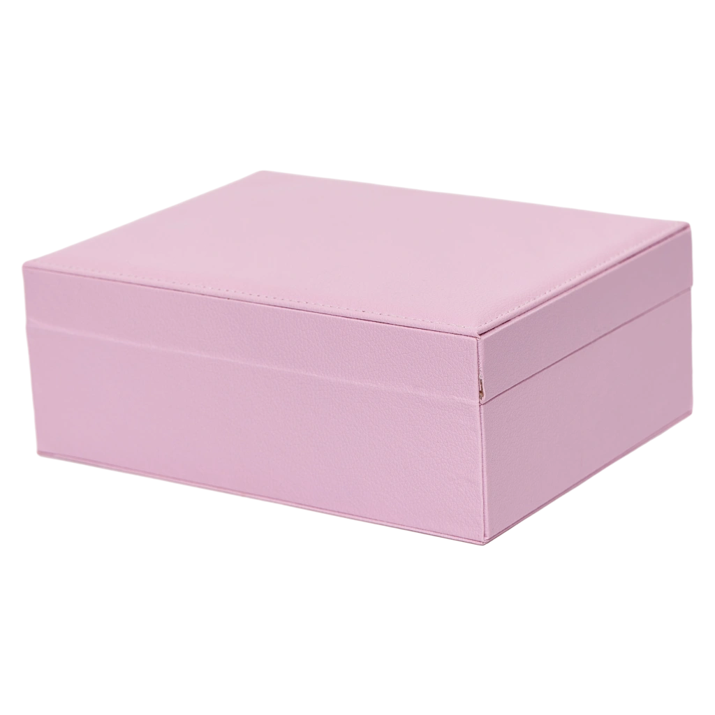 Doppellagige Schmuckbox aus Kunstleder mit Flanell-Innenfutter (Rosa) – weitere Produktansicht