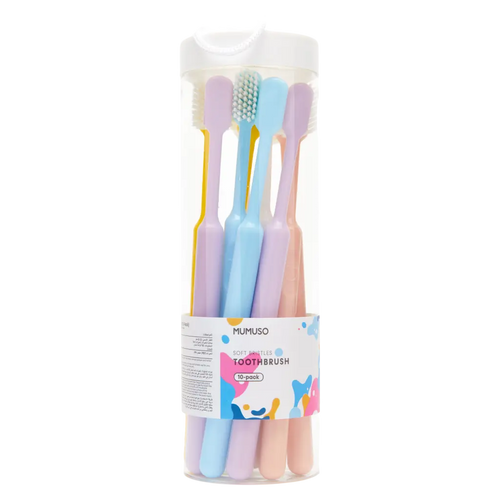10er-Pack Zahnbürsten mit weichen Borsten (Rosa/Blau/Lila/Gelb/Weiß)