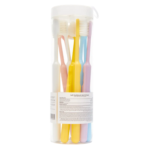 10er-Pack Zahnbürsten mit weichen Borsten (Rosa/Blau/Lila/Gelb/Weiß)