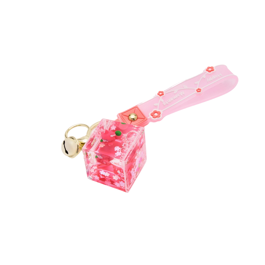 Schlüsselanhänger aus Acryl und Metalltechnik mit schwebendem Fuchs-Design (Rosa)