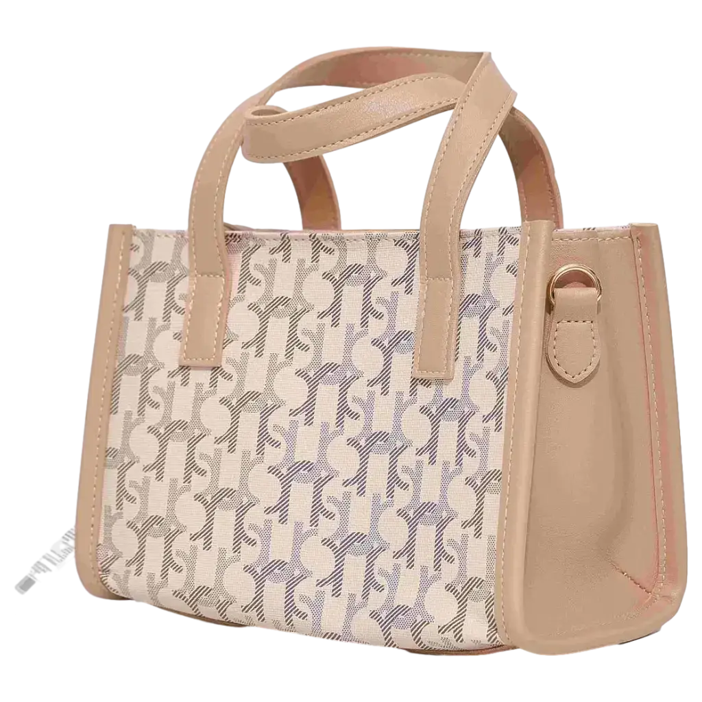 Modische Schultertasche mit grafischem Print und Schulterriemen (Apricot)