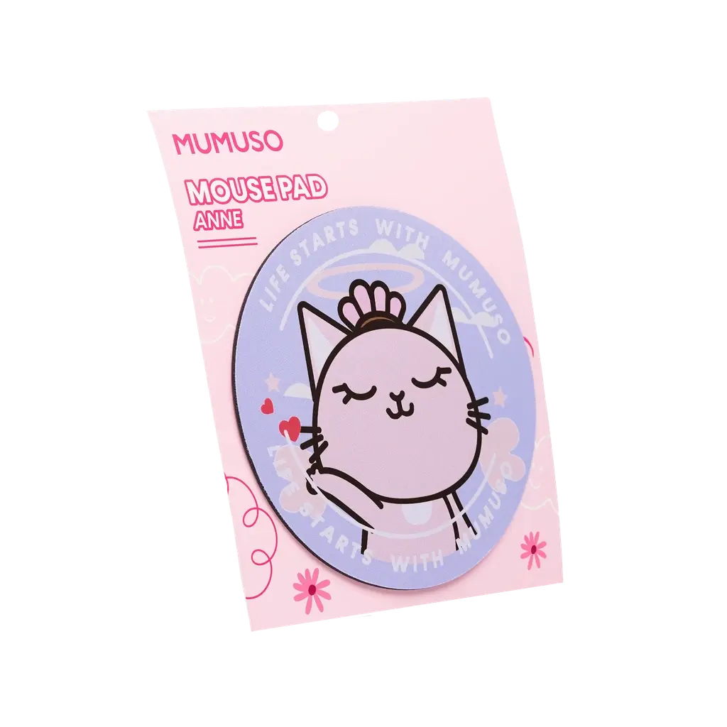 Rundes Mousepad aus Jiaji-Gewebe und Gummi mit Katzen-Design (Lila)