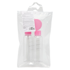 3-teiliges Kunststoff-Reiseflaschen Set für Kosmetik und Flüssigkeiten (Transparent/Rosa)