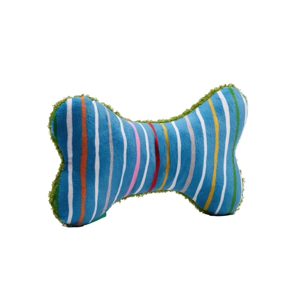 Plüsch-Kauspielzeug für Hunde aus Polyester, Knochenform (Grün/Streifen)