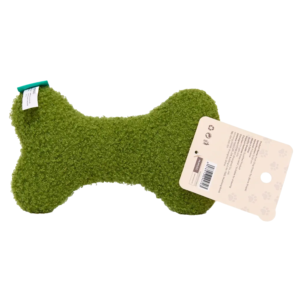 Plüsch-Kauspielzeug für Hunde aus Polyester, Knochenform (Grün/Streifen)