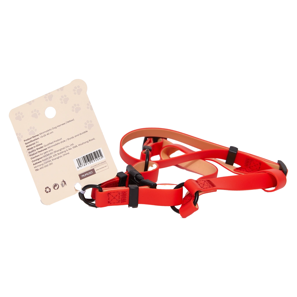 Minimalistisches Hundegeschirr, verstellbare Größe (Rot)