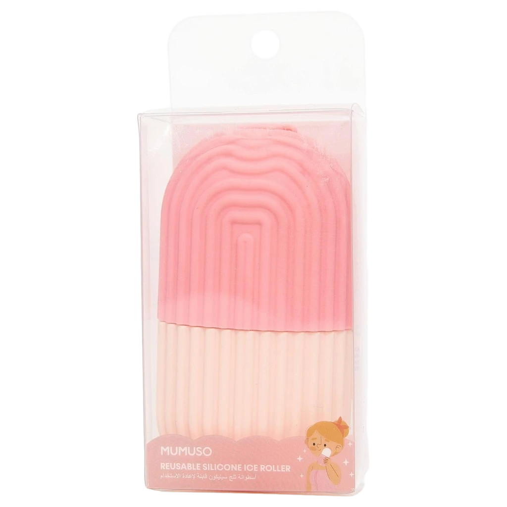 Wiederverwendbarer Silikon-Ice-Roller zur Gesichtspflege (Rosa/Weiß)