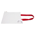 Canvas Schultertasche mit Print und roten Henkeln (Weiß/Rot)