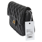 Schultertasche aus Kunstleder mit Rautensteppung, 256 g (Schwarz)