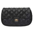 Schultertasche aus Kunstleder mit Rautensteppung, 256 g (Schwarz)