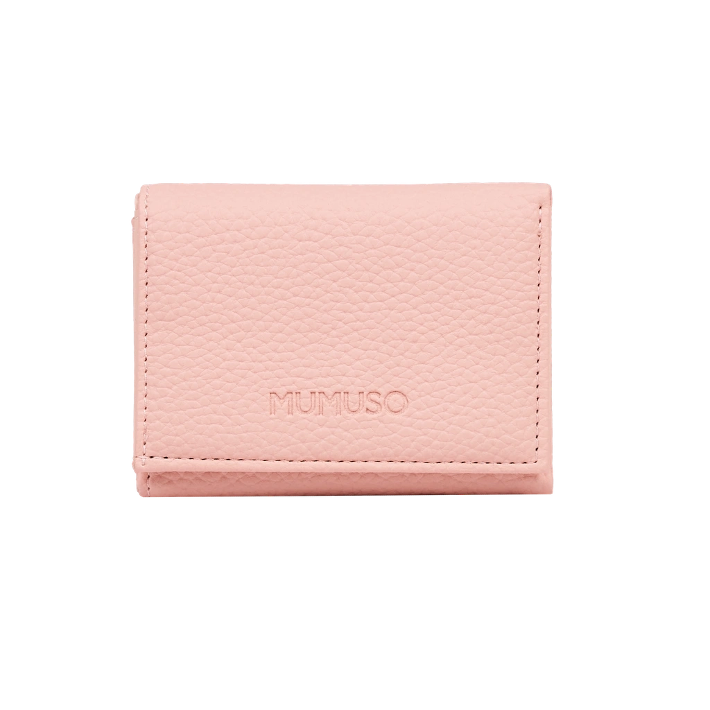 Tri-Fold Geldbörse mit geprägter Oberfläche, kompaktes Portemonnaie (Rosa)