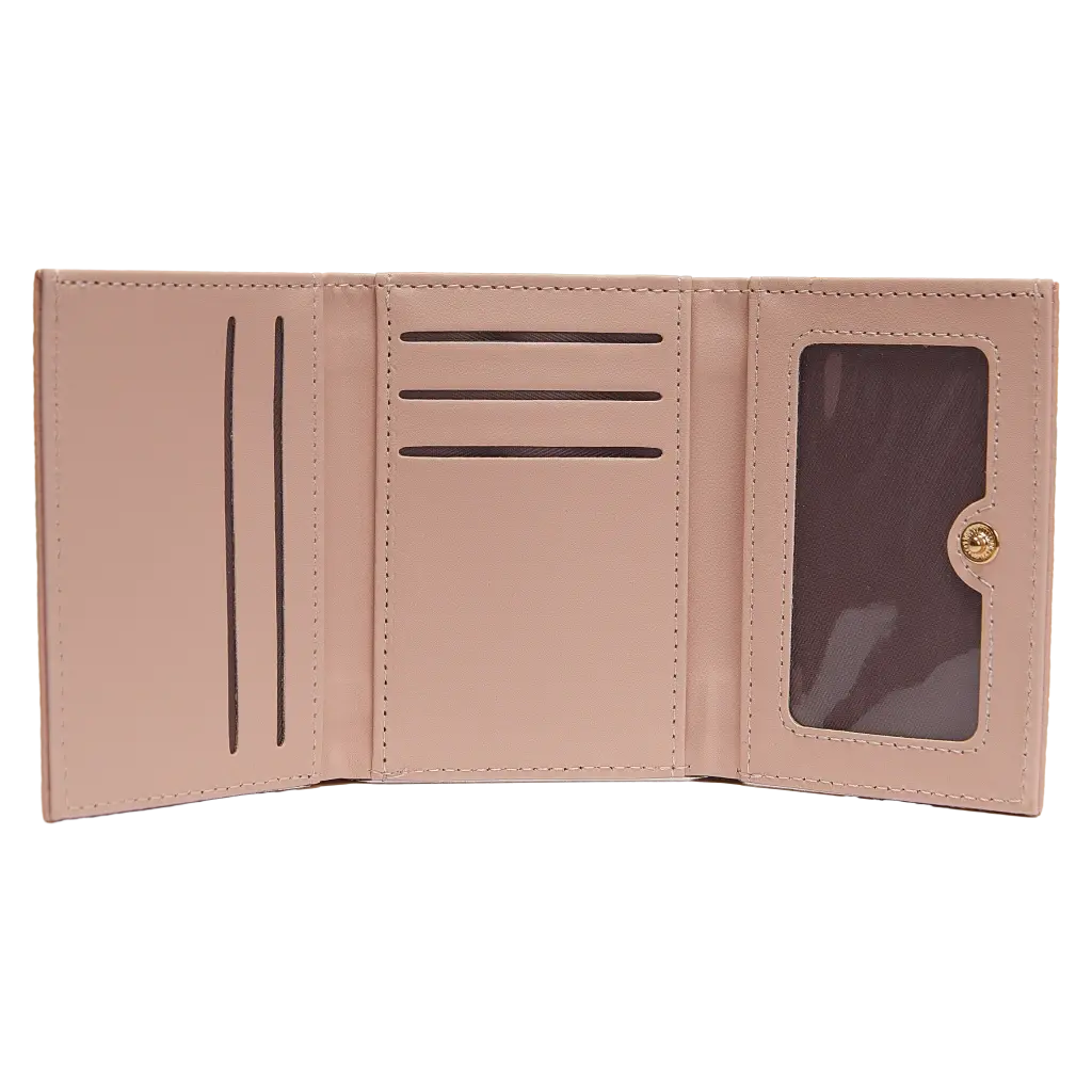 Tri-Fold Geldbörse mit geprägter Oberfläche, kompaktes Portemonnaie (Rosa)