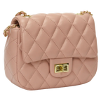 Crossbody-Schultertasche mit gestepptem Design und Kettenriemen (Rosa)