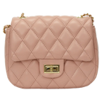 Crossbody-Schultertasche mit gestepptem Design und Kettenriemen (Rosa)
