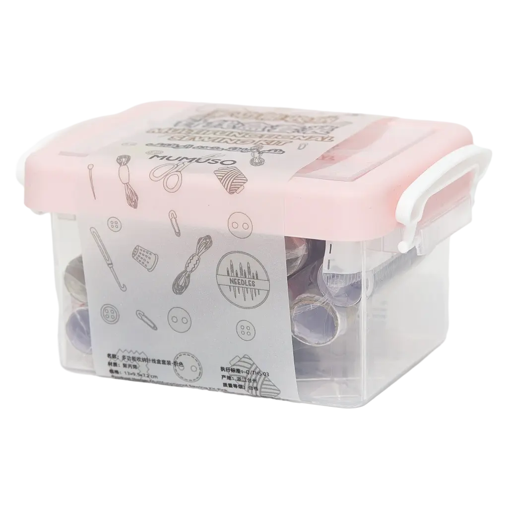 Multifunktionales Nähset aus Polypropylen mit Aufbewahrungsbox (Rosa)