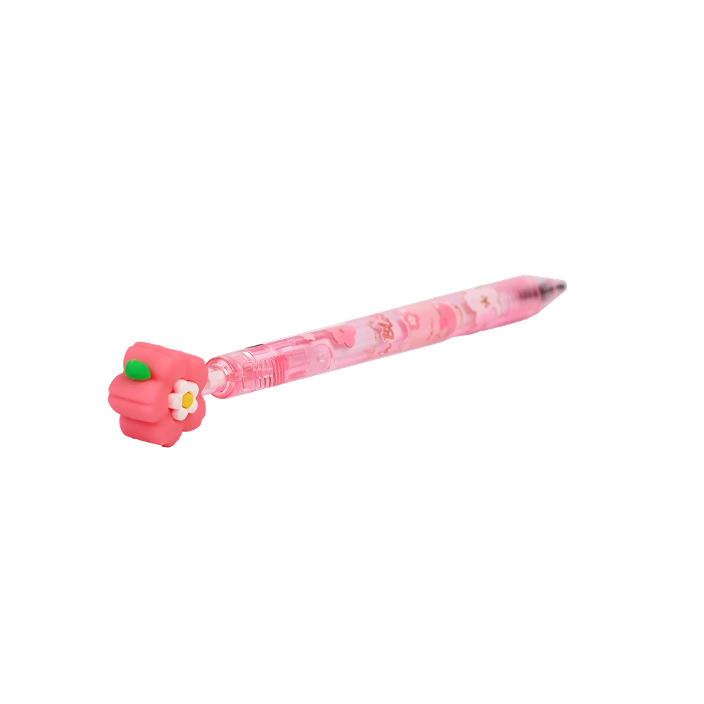 Gelstift einziehbar mit Kätzchen- und Kirschblüten-Design (Rosa)