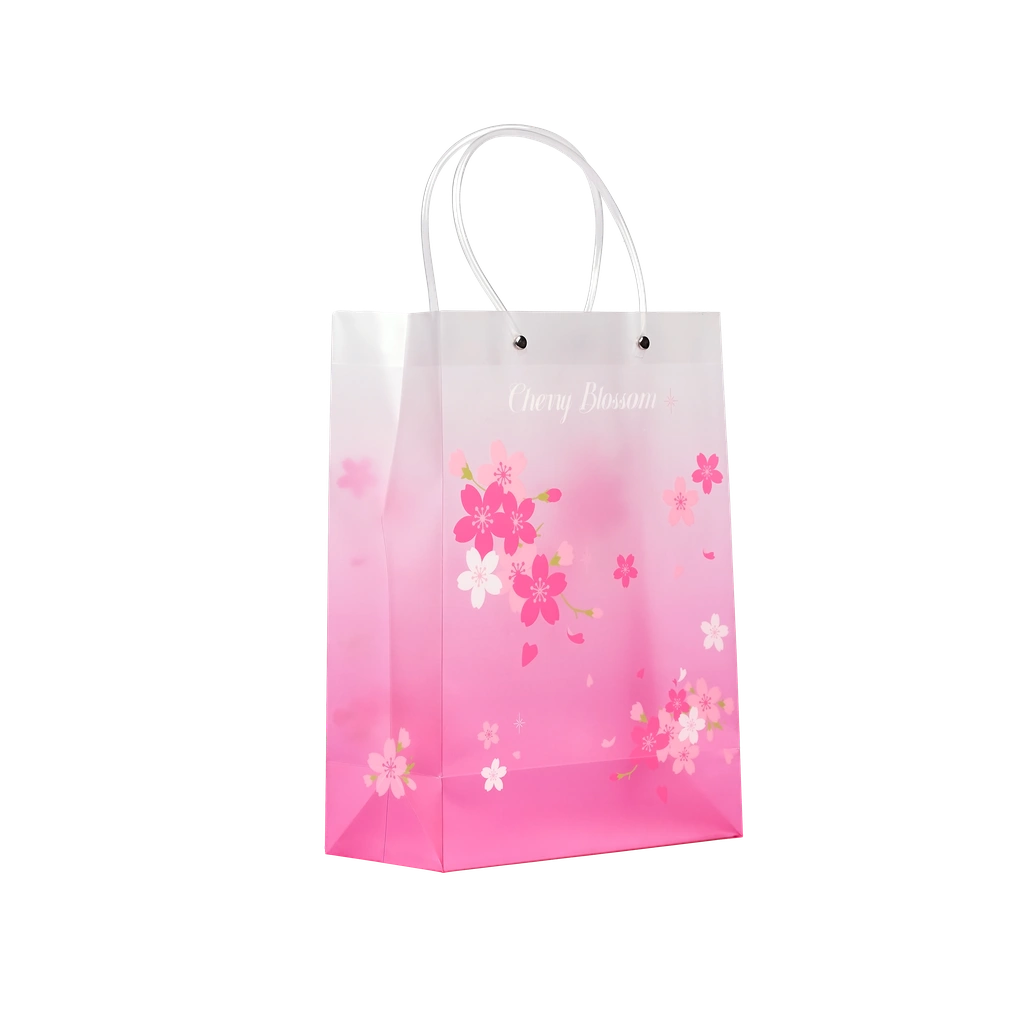 Geschenktragetasche mit Kirschblüten-Design (Rosa/Weiß)