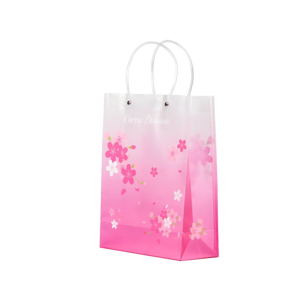 Geschenktragetasche mit Kirschblüten-Design (Rosa/Weiß)