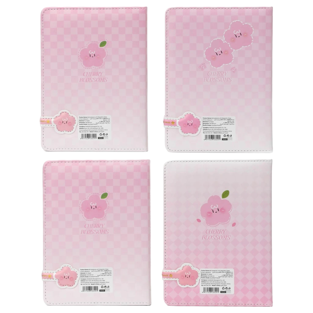 B6 Notizbuch mit Magnetverschluss und Kirschblüten-Design (Rosa)