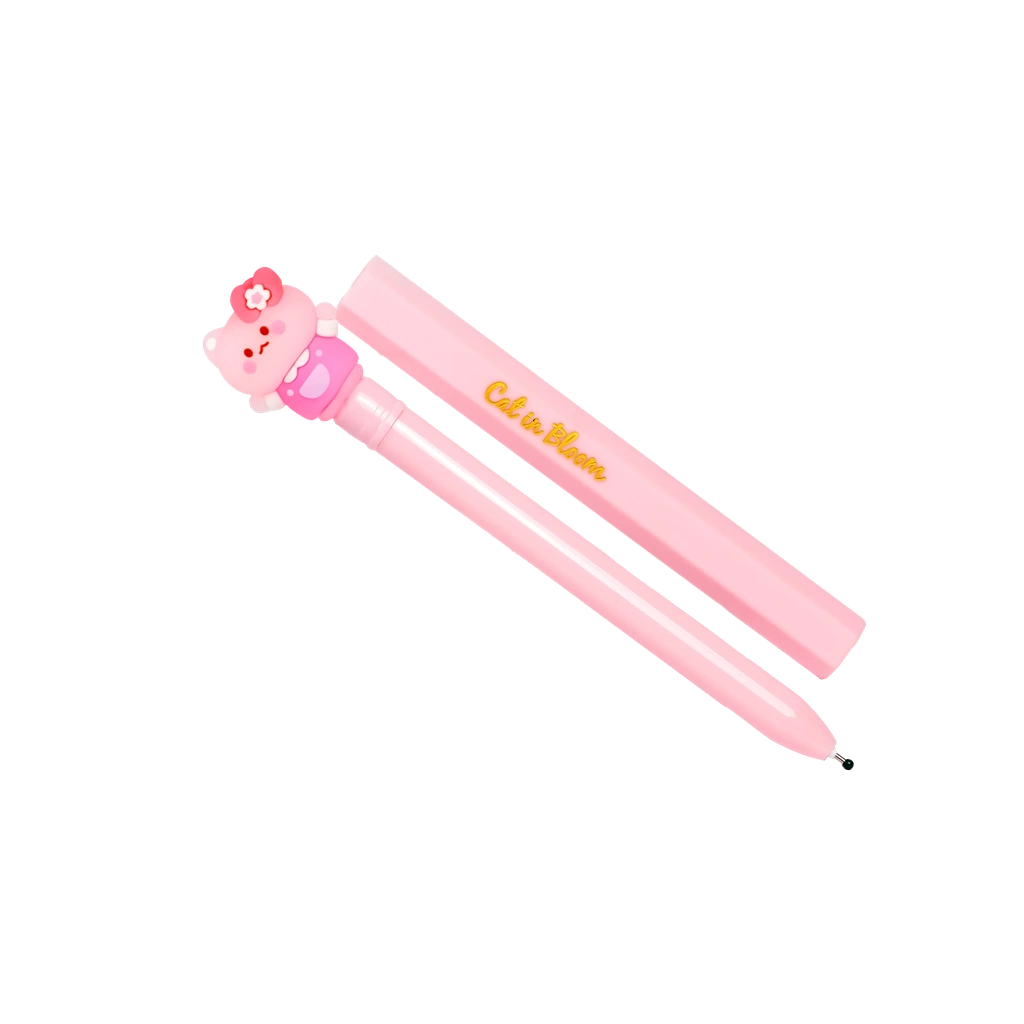 Gelstift in Lippenstift-Form mit Katzen- und Kirschblüten-Design (Rosa)