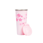 Isolierbecher aus Edelstahl und Polypropylen, 500 ml mit Kirschblüten-Design (Rosa)