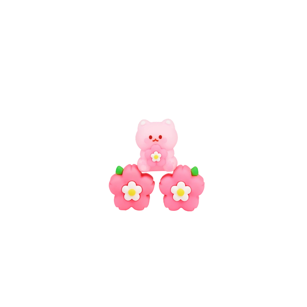 Radiergummi-Set mit Katze und Kirschblüten-Design (Rosa/Weiß)