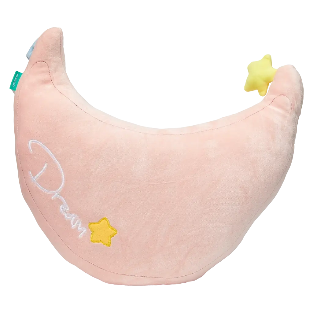 Halbmond Kuschelkissen mit Stern-Design für Kinderzimmer (Rosa)