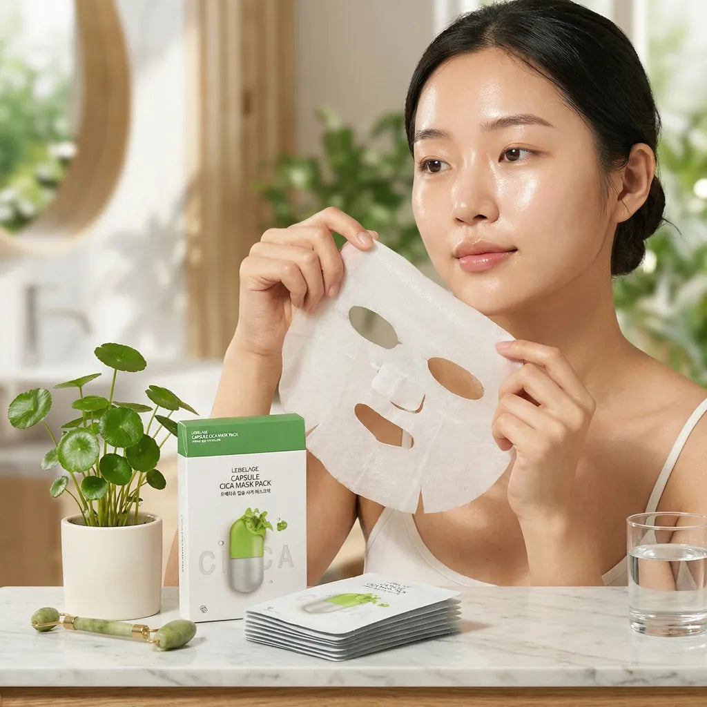 Capsule Cica soothing mask 10pcs pack, 28ml, LEBELAGE – Detailansicht