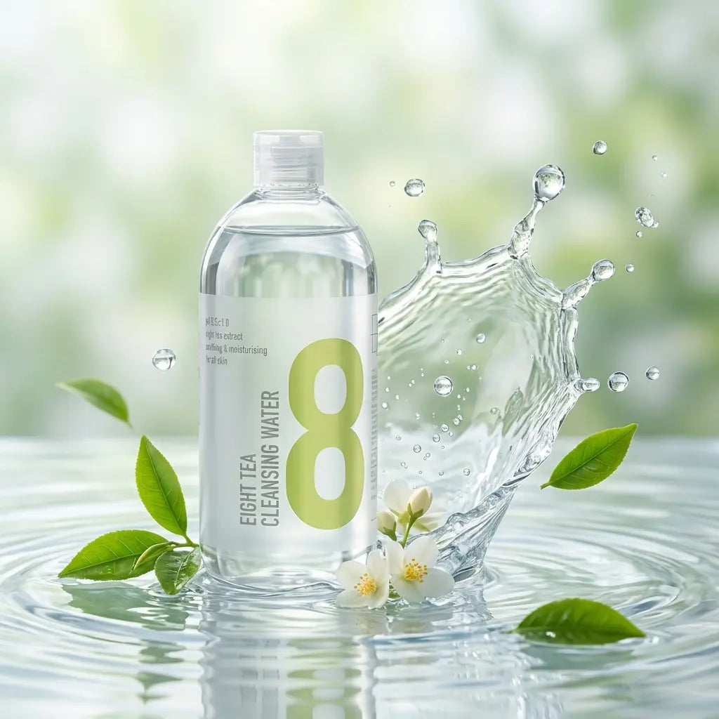Eight Tea gentle cleansing water, 500 ml, B.O.M – Detailansicht