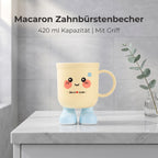 Macaron Zahnbürstenbecher 420 ml mit Griff auf einer Badezimmerablage